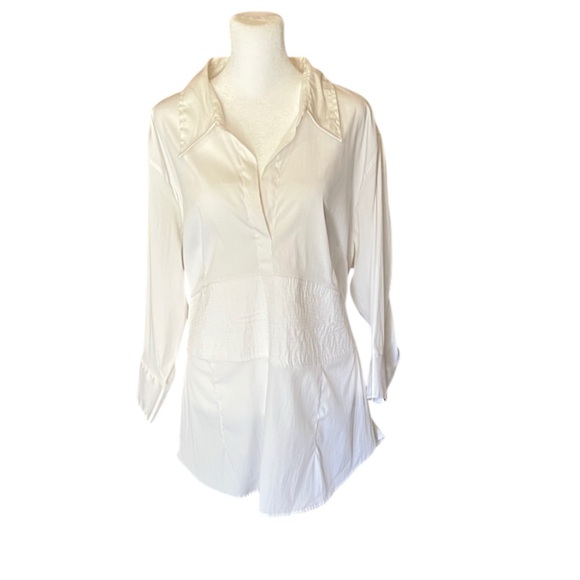 Cotton Works Stretch Tie Back White Tunic Top Size 3X - Picture 1 of 10